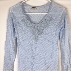 Intimately Free People Blue Lace Semi Sheer Top